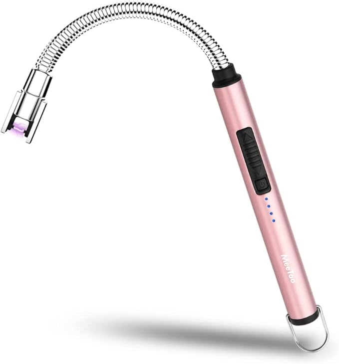 MeeToo Lighter Electric Candle Lighter Rechargeable USB Lighter Plasma Arc Lighter for Candle Camping (Rose Gold)