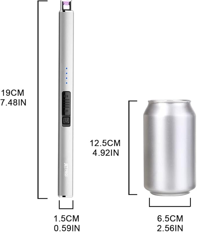 Electric Lighter Arc Windproof Flameless USB Lighter Rechargeable Lighter with Safety Lock for Candle BBQ Camping (Silver)