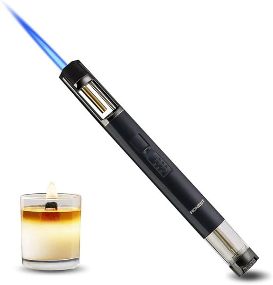 HONEST Torch Lighters Butane Lighters Refillable Single Jet Flame for Candle Grill BBQ Camping (Black)