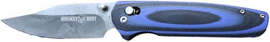WHISKEY BENT HAT CO. Catch Pin Lock Folding Pocket Knife w/Clip Drop Point Blade Thumbstud Opening 440C Stainless Steel (Squall, 4.5" - Closed Length)