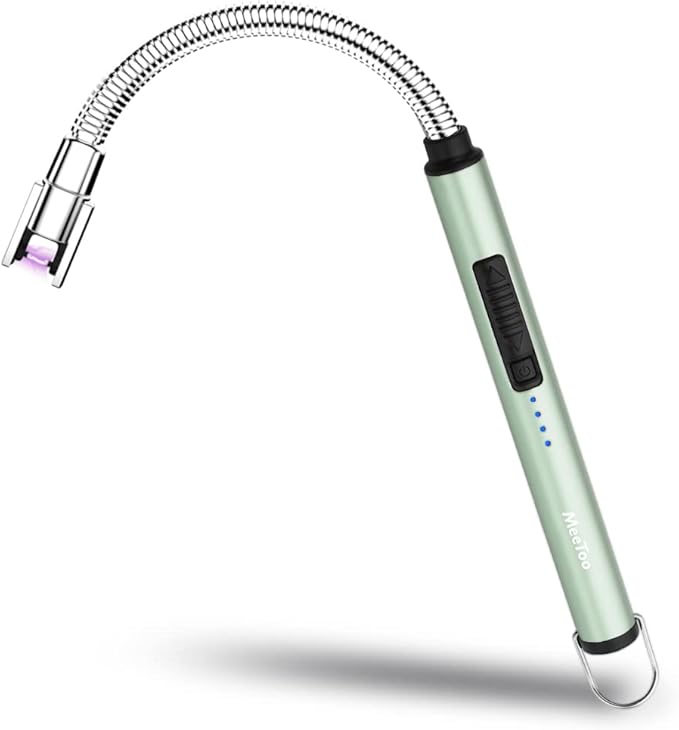 MeeToo Lighter Electric Candle Lighter Rechargeable USB Lighter Plasma Arc Lighter for Candle Camping (Green)