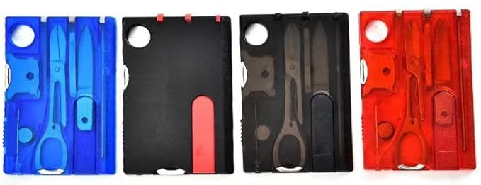 Black Outdoor Survival Bottle Opener Card Multi Tool Outdoor Barbecue Knife Camping Tool Hiking LED Light Magnifier EDC Tool Gear Multitools and Accessories