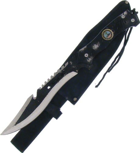 Frost Army Battle Space Bowie, 9.5in, Sawback Bowie, Black Aluminum Handle TR1124B