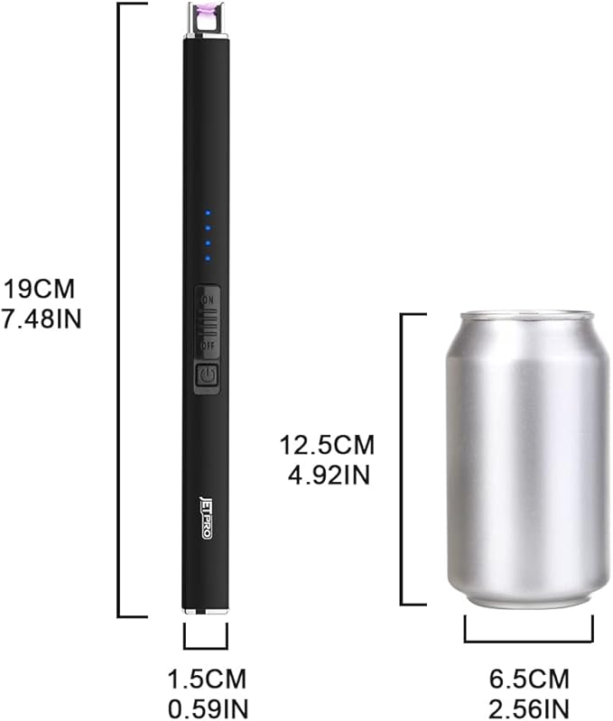 Electric Lighter Arc Windproof Flameless USB Lighter Rechargeable Lighter with Safety Lock for Candle BBQ Camping (Black)