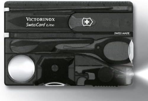 Victorinox Swiss Card Lite Swiss Army Knife, 13 Functions, Swiss Made Pocket Knife with Magnifying Glass, LED and Tweezers - Sapphire