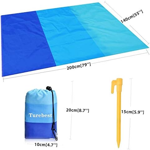 Beach Blanket 79 * 55inch, Compact Sand Proof and Waterproof Picnic Blanket, with Portable Storage Bag, Great for Outdoor Travel Camping Hiking Festival Park Sports
