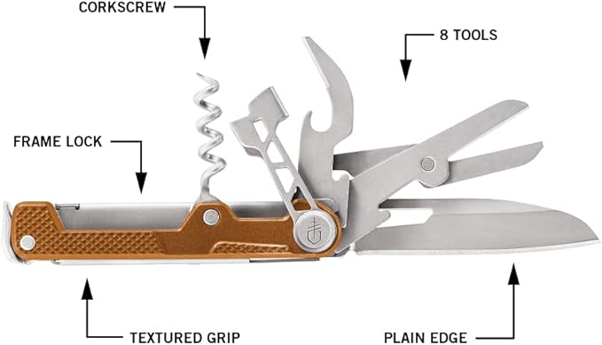 Gerber Gear Armbar Cork, Pocket Knife Multi-Tool with Cork Screw, Orange
