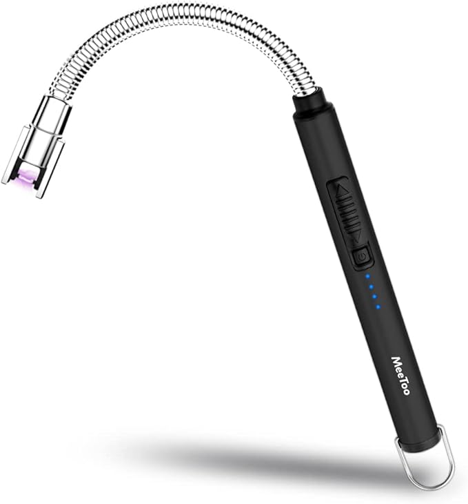 MeeToo Lighter, Electric Candle Lighter Rechargeable USB Lighter Plasma Arc Lighters for Candle Camping (Black)