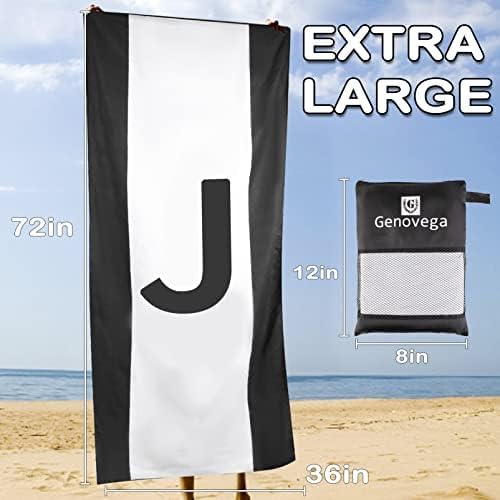 Genovega Oversized Monogrammed Microfiber Beach Towels Sandproof Compact for Men Women