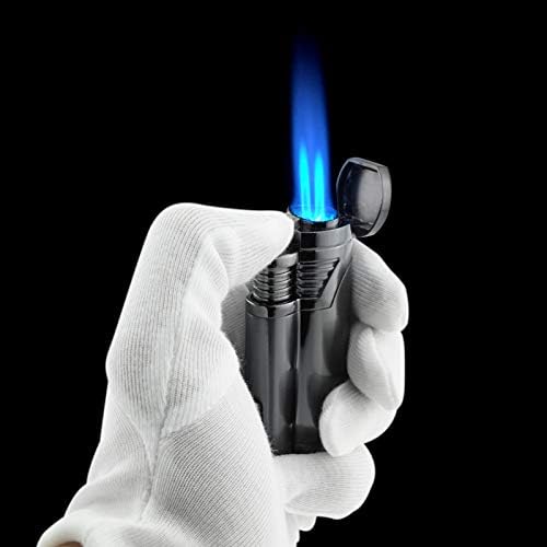 Cigar Lighter Butane Torch Lighters Fuel Refillable Lighter with Punch Cutter and Set Strong Flame Windproof Lighter for Men