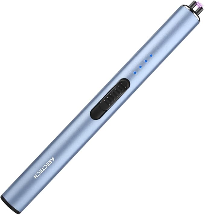 ARECTECH Electric Candle Lighter Rechargeable Lighter Arc Plasma Lighters for Candle Kitchen Camping Christmas Type-C Blue