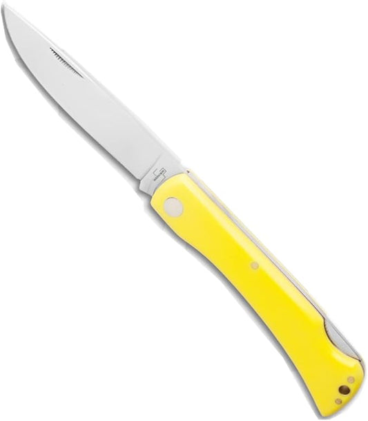 Boker Plus Rangebuster Folding Knife 2.0 - 3.5" High Carbon Steel Blade with Backlock and Yellow Polymer Handles