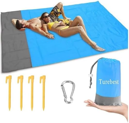 Beach Blanket 79 * 55inch, Compact Sand Proof and Waterproof Picnic Blanket, with Portable Storage Bag, Great for Outdoor Travel Camping Hiking Festival Park Sports