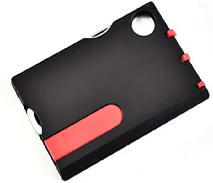 Black Outdoor Survival Bottle Opener Card Multi Tool Outdoor Barbecue Knife Camping Tool Hiking LED Light Magnifier EDC Tool Gear Multitools and Accessories