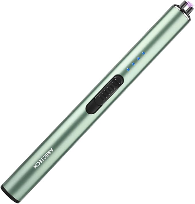 ARECTECH Electric Candle Lighter Rechargeable Lighter Arc Plasma Lighters for Candle Kitchen Camping Christmas Type-C Green