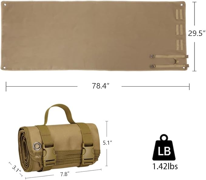 Wind Tour Outdoor Camping Tactical Training Shooting Mat Anti Slip Pad, Waterproof and Moisture-Proof Folding Mat Picnic Blanket Portable with Carry Strap (Khaki)