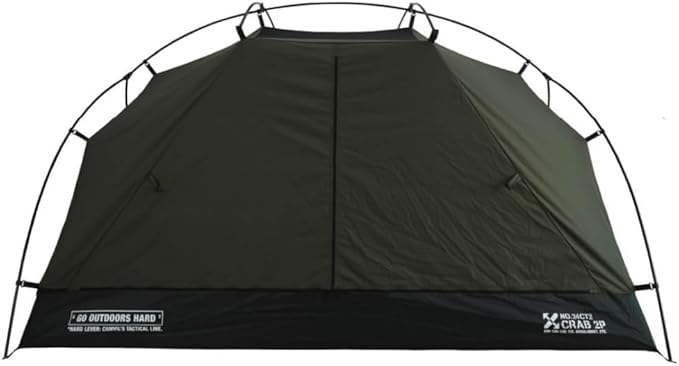 Crab 2 Person Double Layer Black Canvas Cotton Tent, Portable Breathable Easy Set Up Backpacking Tent