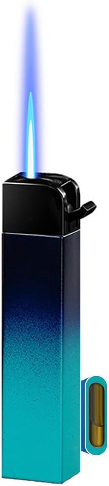 Torch Lighters, Jet Butane Lighters, Adjustable Flame Windproof Butane Refillable Gas with Visible Gas Tank for Candle, Grill, BBQ, Fireworks, Camping (Butane Not Included) (Blue Gradient)