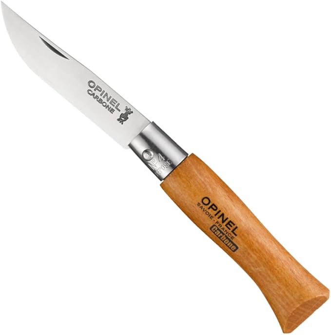 Opinel No. 4 Beechwood Handle Carbon Steel Knife, 5 cm Blade