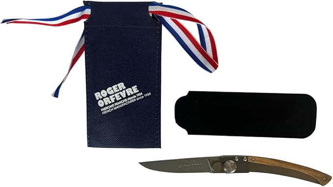 Le Thiers Made In France Stainless Steel Folding Pocket Knife With K-Lock, 3-in (7.6cm), Olive Wood Handle