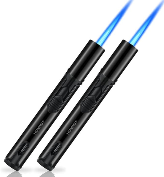 PROMISE Torch Lighters, Butane Lighters Refillable Single Jet Flame for Candle Grill BBQ Camping (Black&Black)