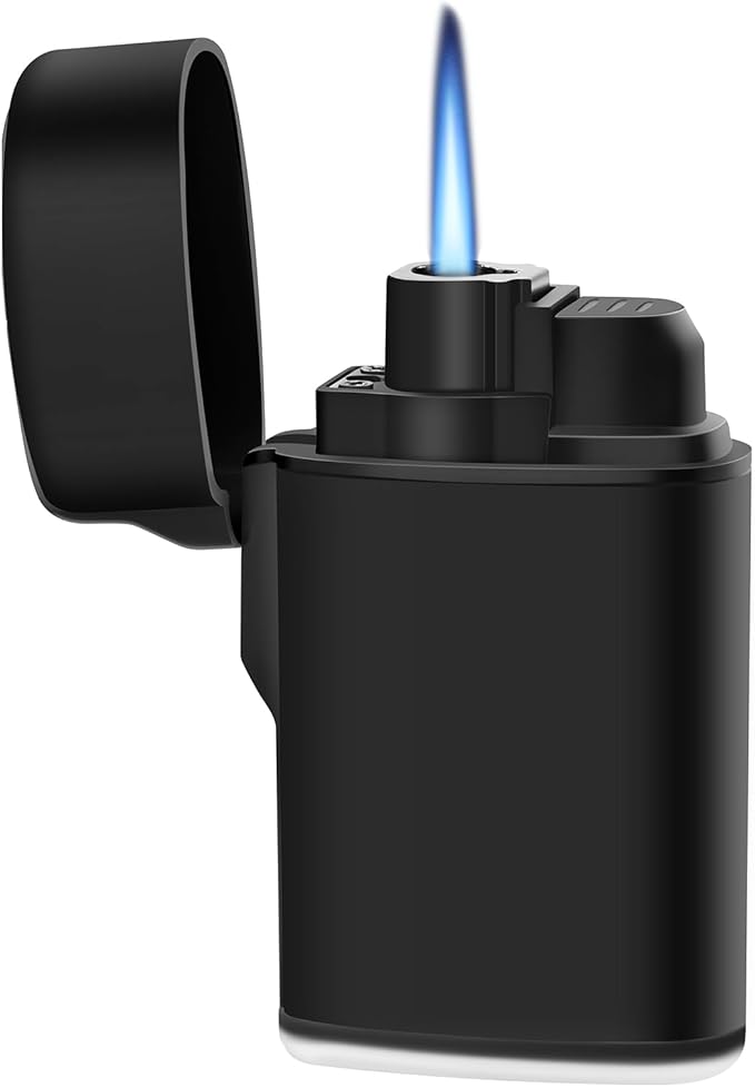 Navpeak Mini Torch Lighter Windproof Jet Flame Butane Refillable Pocket Lighter for Candles, Outdoor, Camping, Fireplaces, Gas Stove, BBQ & Survival Gear, Pack 1, Black Color (Butane not Included)