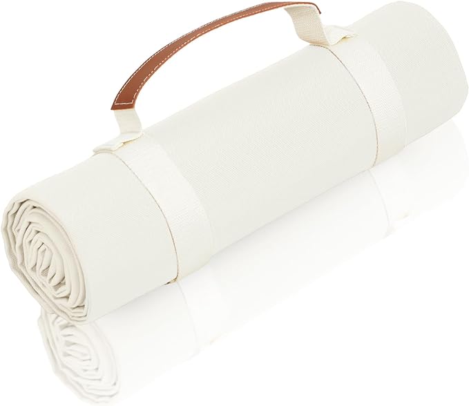 57”x 79”,Extra Large White Picnic Blanket Water Resistant,Outdoor Blanket,Park Beach Blanket,Camping Mat Light Weight Sturdy Canvas