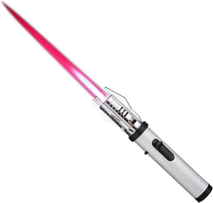 Large Butane Torch Lighter, Windproof Jet Flame Lighters, Flame Adjustable & Refillable, Cool Lighter with Flame Switch Lock.(Butane Not Include)
