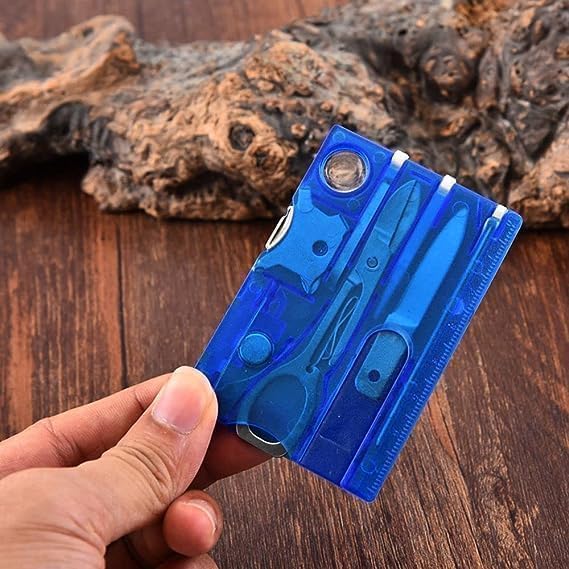 Black Outdoor Survival Bottle Opener Card Multi Tool Outdoor Barbecue Knife Camping Tool Hiking LED Light Magnifier EDC Tool Gear Multitools Hand Tools Accessories