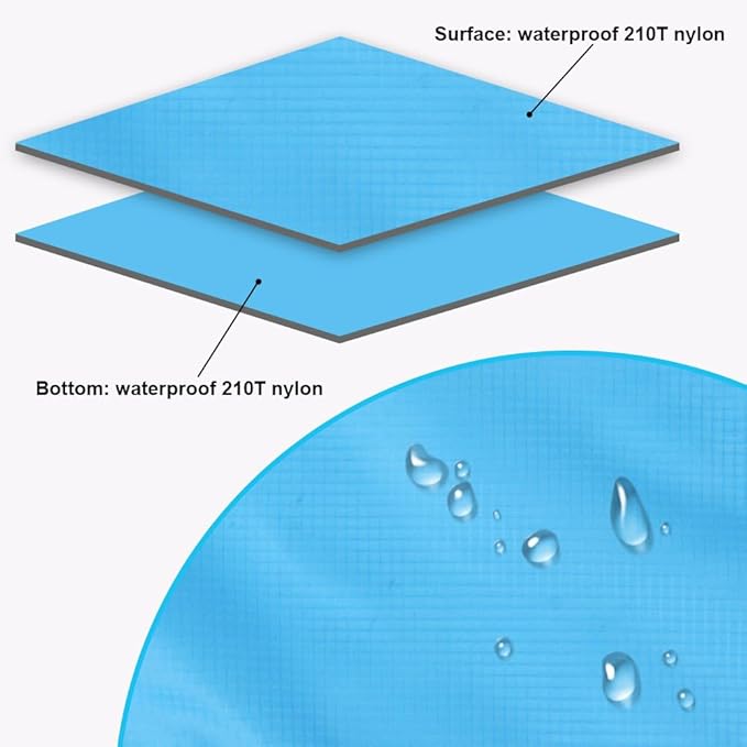 Ainiv Beach Blanket Beach Mat, Sandproof Waterproof Beach Mat, Extra Large 108 * 118 in (8-10People) Picnic Blanket with 1 Storage Bag, 1 Carabiner & 4 Fixed Nails for Beach, Camping, Hiking, Picnic