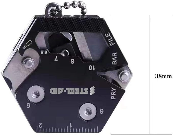 Multitool Card Key Chain – Hexagonal Kit with Micro Screw Driver Set, Bottle Opener, EDC Tools, Multipurpose, Foldable Survival Tool Set for Men & Women Christmas Gifts Under 10 Dollars