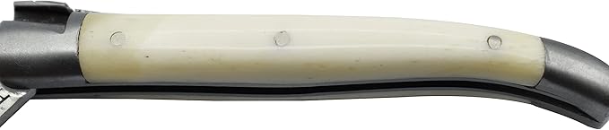 Laguiole en Aubrac Handmade Luxury Folding Pocket Knife, 3.5-in (9cm). Zebu Bone Handle, Hand Forged Bee, Stainless Steel Matte Bolsters