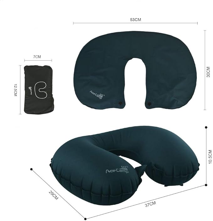 AceCamp Inflatable Air Pillow-Comfortable, Lightweight, Compact, Portable, and Perfect for Backpacking, Car Camping, and Even Airplane Travel (Green-u)