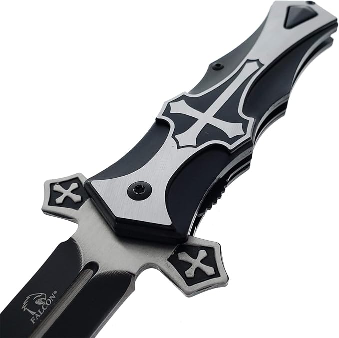 Tac Force stainless steel Dagger Style Folding Knife, Black