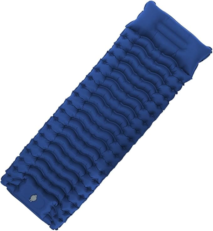 Camping Sleeping Pad, Ultralight Inflatable Sleeping Mat with Pillow, Compact Waterproof Camping Air Mattress, 77in x 27in x 3.54in Sleeping Mat for Traveling/Hiking (Blue)