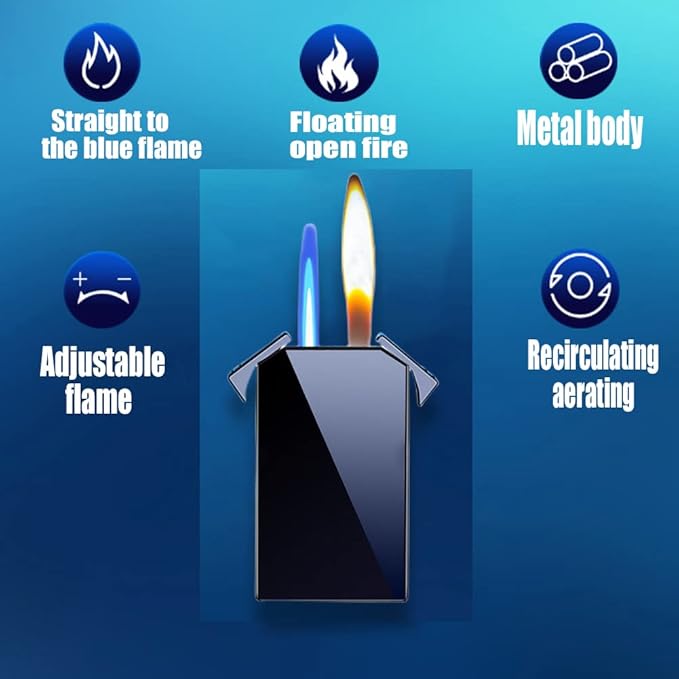 Cool Jet Torch Lighers Dual Flame Lighter, Pretty Aesthetic, Refillable & Adjustable,Unique Gifts for Men Fireplace Candles Camping BBQ (No Butane)