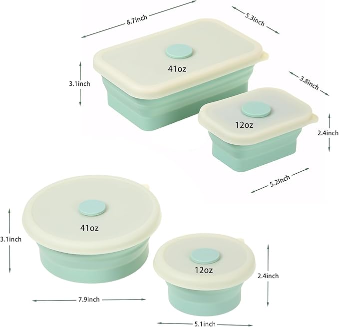 Collapsible Bowls for Camping(41oz,100% Food-grade Silicone Bowl with Lid Free BPA,Folding Mixing Bowls for Travel,RV storage,Leftovers,Swell Salad Bowl Kit