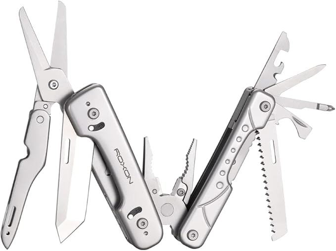 ROXON S802 16 in 1 Multitool Phantom Updated Version Multi Tool Pliers and scissors with Replaceable Knife and Wire Cutte (S802S)