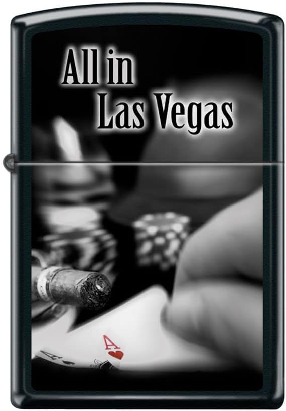 Zippo Lighter- All in Las Vegas Ace Card Black Matte Windproof Lighter #Z5119