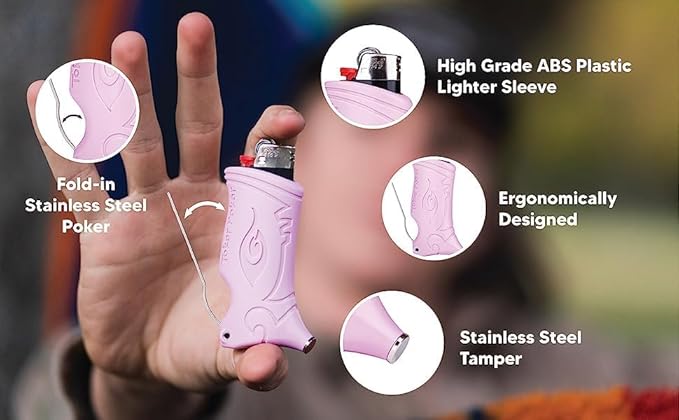 Califari's Toker Poker® - Bic Lighter Sleeve Case Cover Multi Tool, Strain Art Collection, All Inclusive Lighter Holder Tool for Camping Pipe Cleaning & More (Grand Daddy Purple)