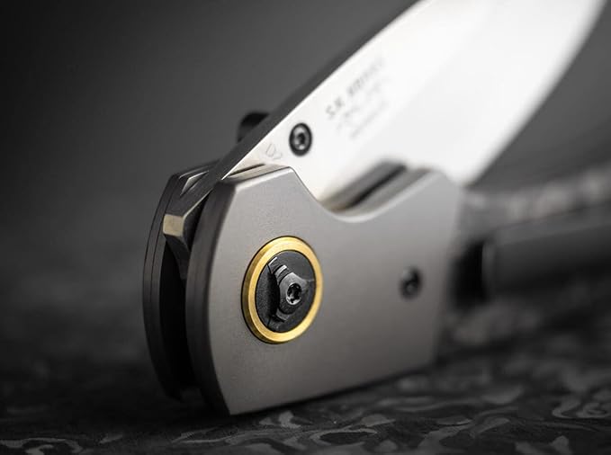 BÖKER PLUS Gulu Pro Marble Carbon Fiber Titanium Folding Pocket Knife, Linerlock, D2 Steel Blade, Designed by Steve Kelly