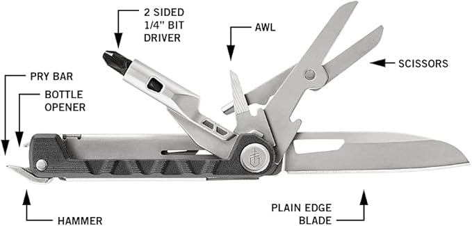 Gerber Gear Armbar Drive Multi-Tool - 8-in-1 Pocket Knife Multi-Tool with 2.5" Blade and Double-Sided Screwdriver Bit - EDC Gear - Onyx