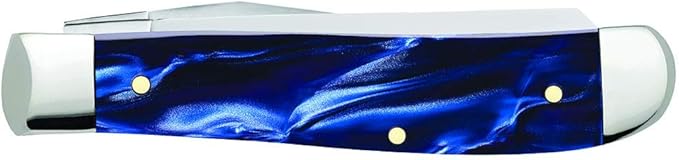 Case WR XX Pocket Knife Mini Trapper Sparxx Blue Pearl Kirinite Item #23432 - (10207 SS) - Length Closed: 3 1/2 Inches