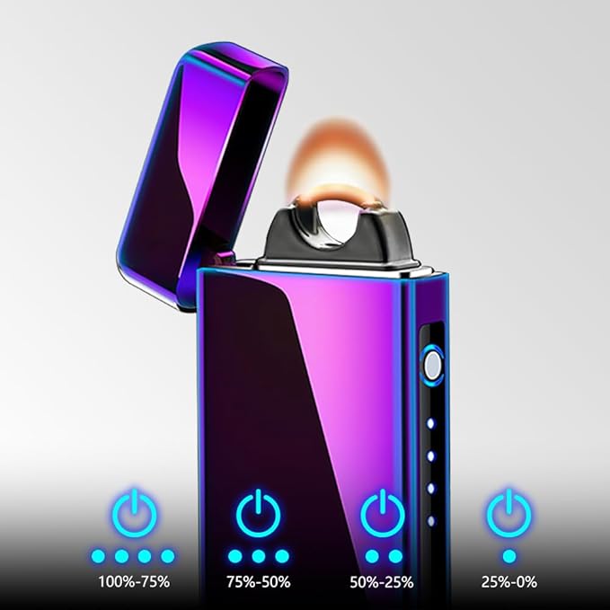 Rechargeable Lighter USB Electric Lighter Plasma Arc Candle Lighter Electronic Lighter High Power Flame Windproof Lighter with LED Power Display for Camping, Hiking, Traveling (Magic)