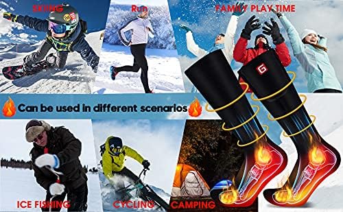 Autocastle Rechargeable Electric Battery Heated Socks for Men Women,Winter Warm Battery Powered Heat Insulated Sox Kit,Sports Outdoor Cold Feet Novelty Thermal Socks Ski Hike Hunt Bike Foot Warmers