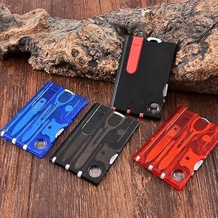 Red Outdoor Survival Bottle Opener Card Multi Tool Outdoor Barbecue Knife Camping Tool Hiking LED Light Magnifier EDC Tool Gear Multitools, Multitools and Accessories