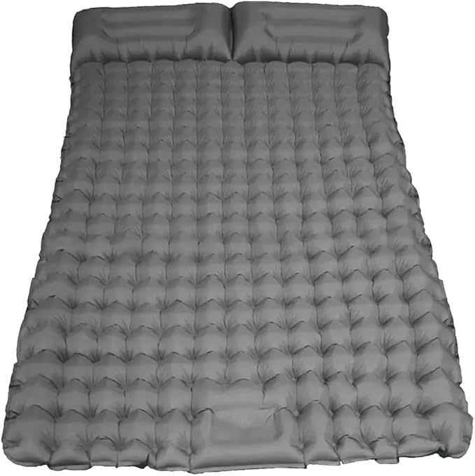 Double Sleeping Pad, Self-Inflating Sleeping Pad for Camping, Camping Sleeping Pad with Built-in Pump, 4" Extra Thickness Inflatable Sleeping Mat, Twin Air Mattress for Traveling (Gray)