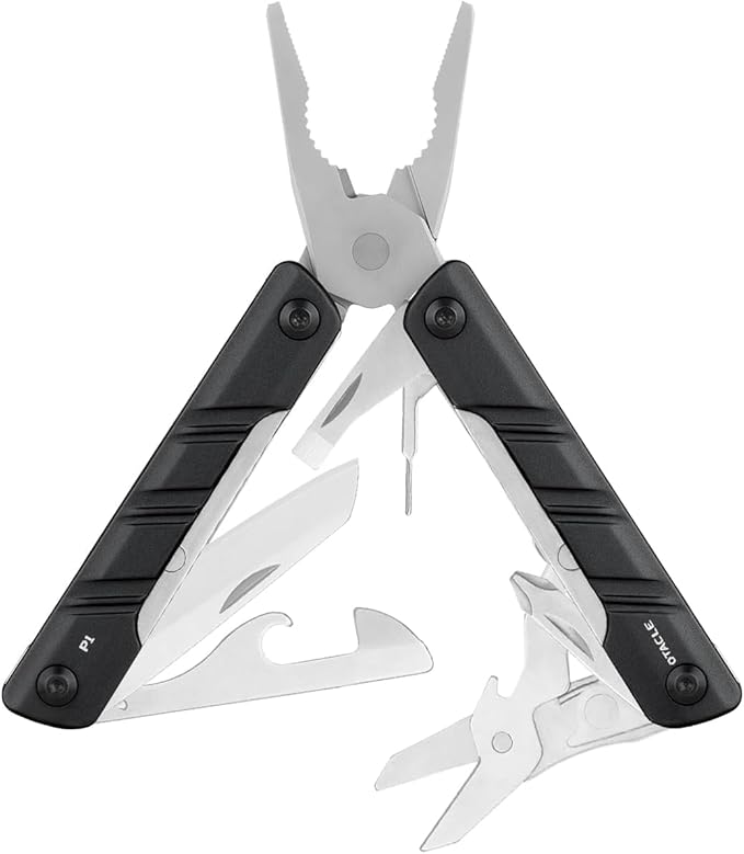 OKNIFE Otacle P1 11-in-1 EDC Multitool, Mini Multitool Pliers Pocket Knife, Bottle Opener and Screwdriver, Camping, Survival, Hiking Tool, Black
