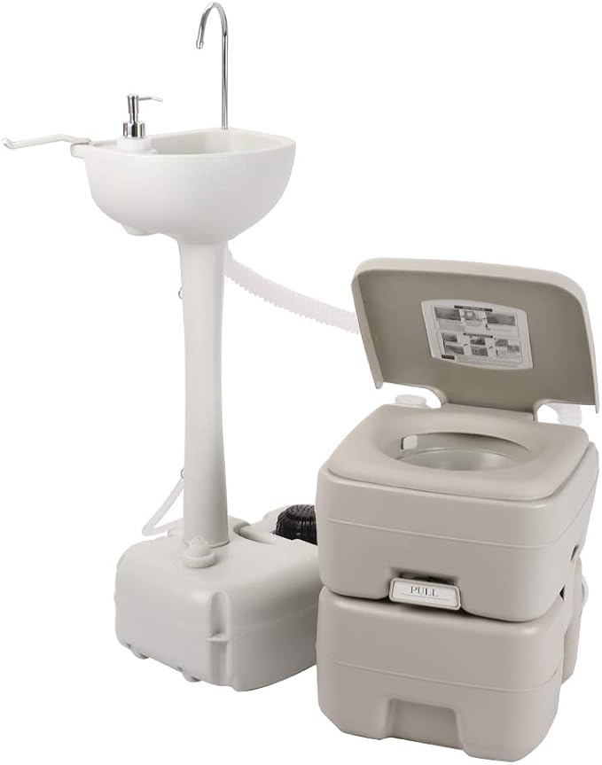 Outdoor Garden Camping Hand Sink with Portable Toilet, Removable Hand Washing Basin Sanitary Ware for RV/Kitchen/Indoor (2020 version)