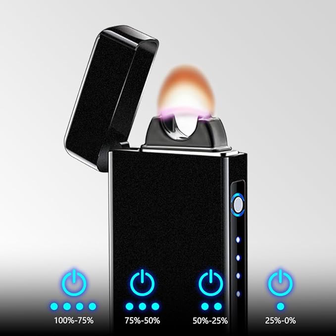 Electric Lighter Rechargeable USB Torch Lighter Plasma Big Flame Arc Lighter Windproof Cool High Power Candle Lighter with Gift Box for Holiday, Birthday, Gift for Men and Women (Matte Black)